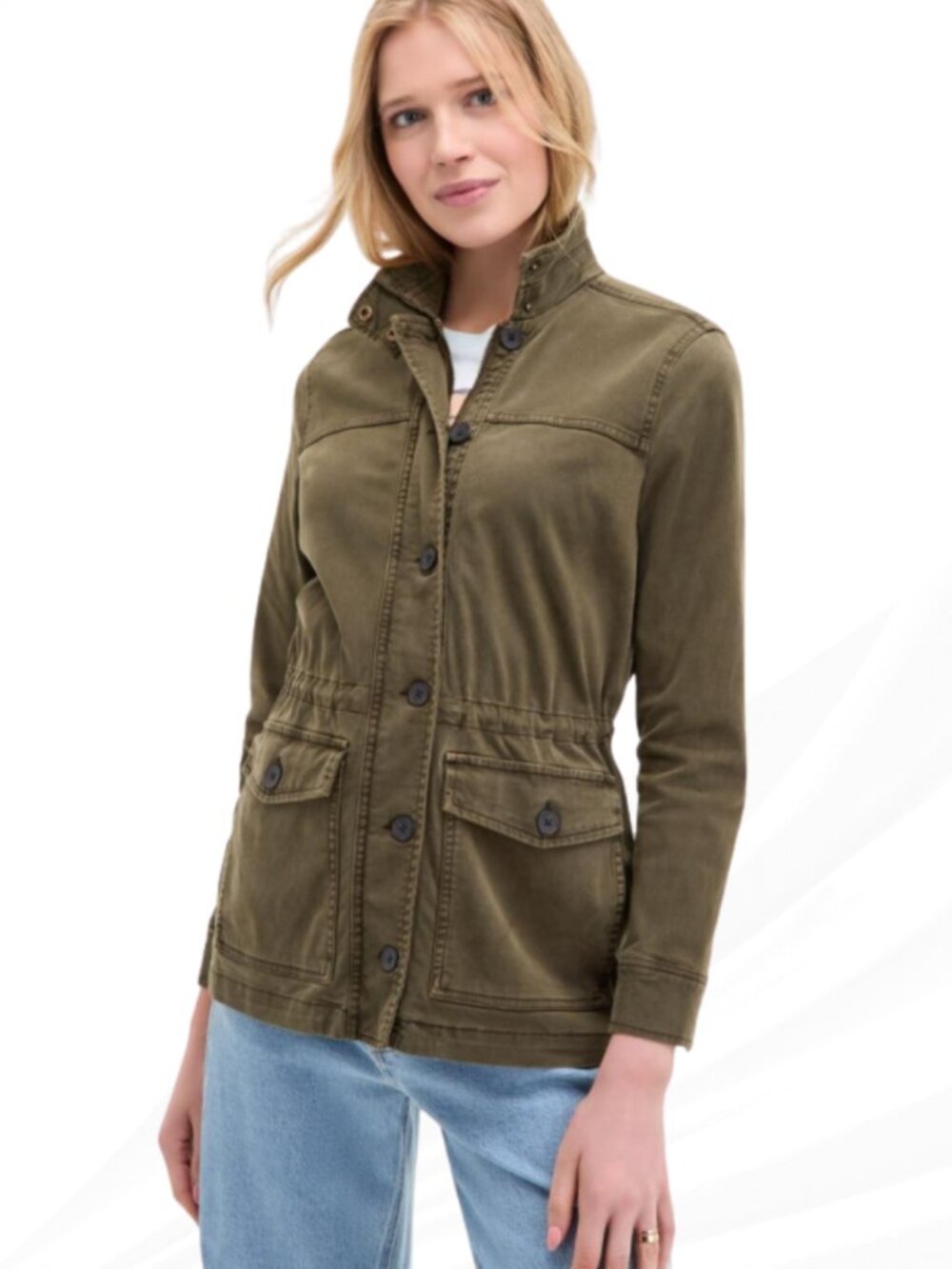 Lucky Brand Utility Jacket Army Green Field Coat Size L